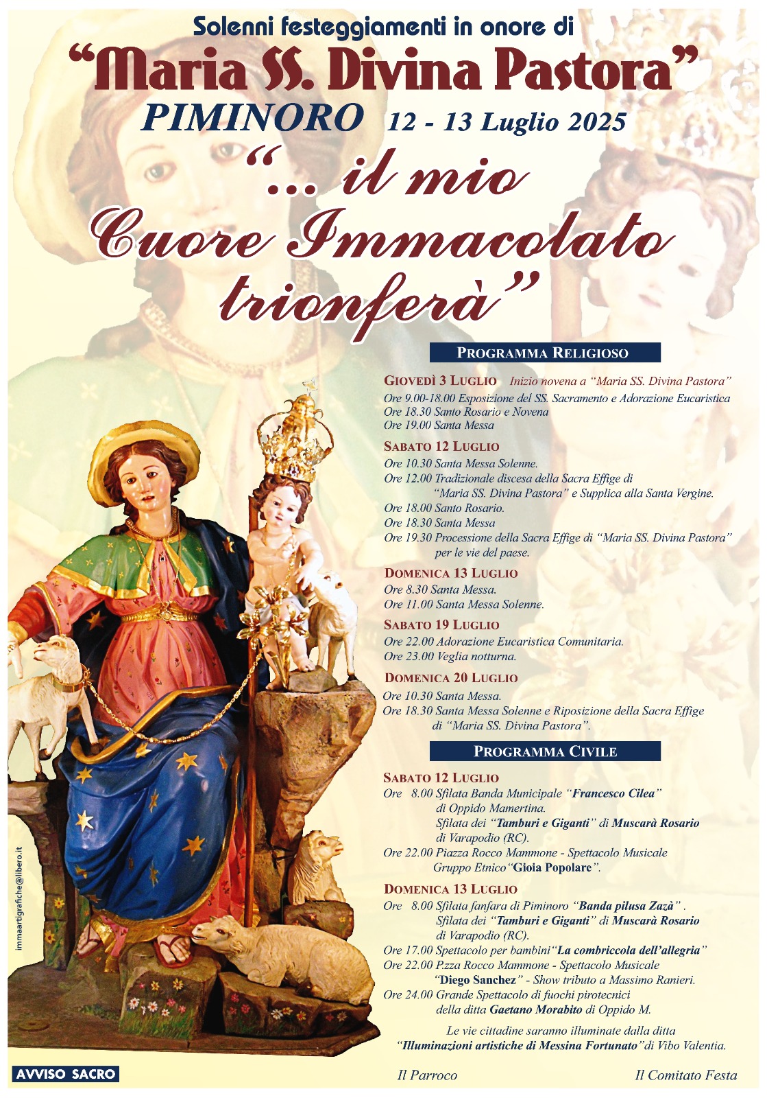 Manifesto festeggiamenti M.SS. Divina Pastora 2025